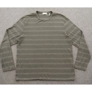 BLDWN Baldwin Shirt Mens Extra Large Gray Long Sleeve Crew Neck Hemp Striped